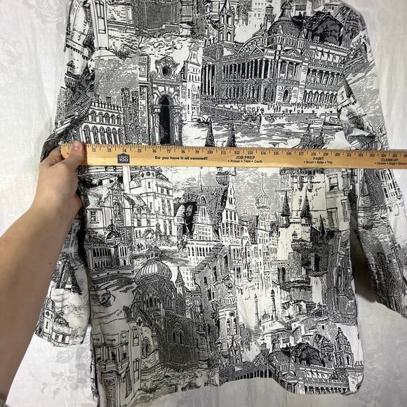 Howard Wolf Vintage Blazer 16 Black White City Scape Sequins Art to Wear Lined - Picture 15 of 16